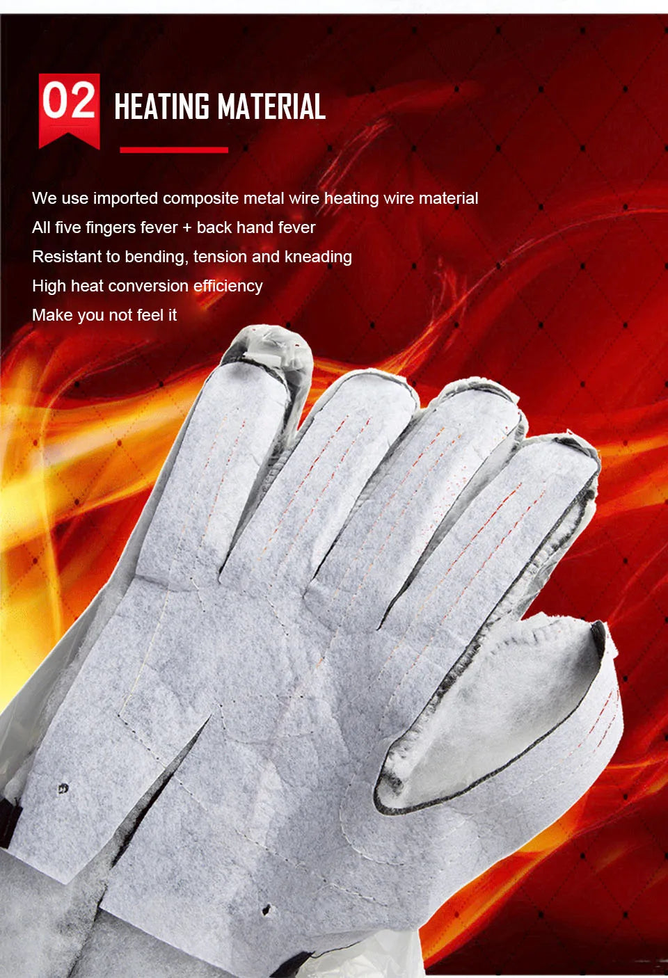 Gants d'hiver 3M Coton Chauffant Gants Electriques Thermiques Imperméables Snowboard Cyclisme Moto Ski Outdoor