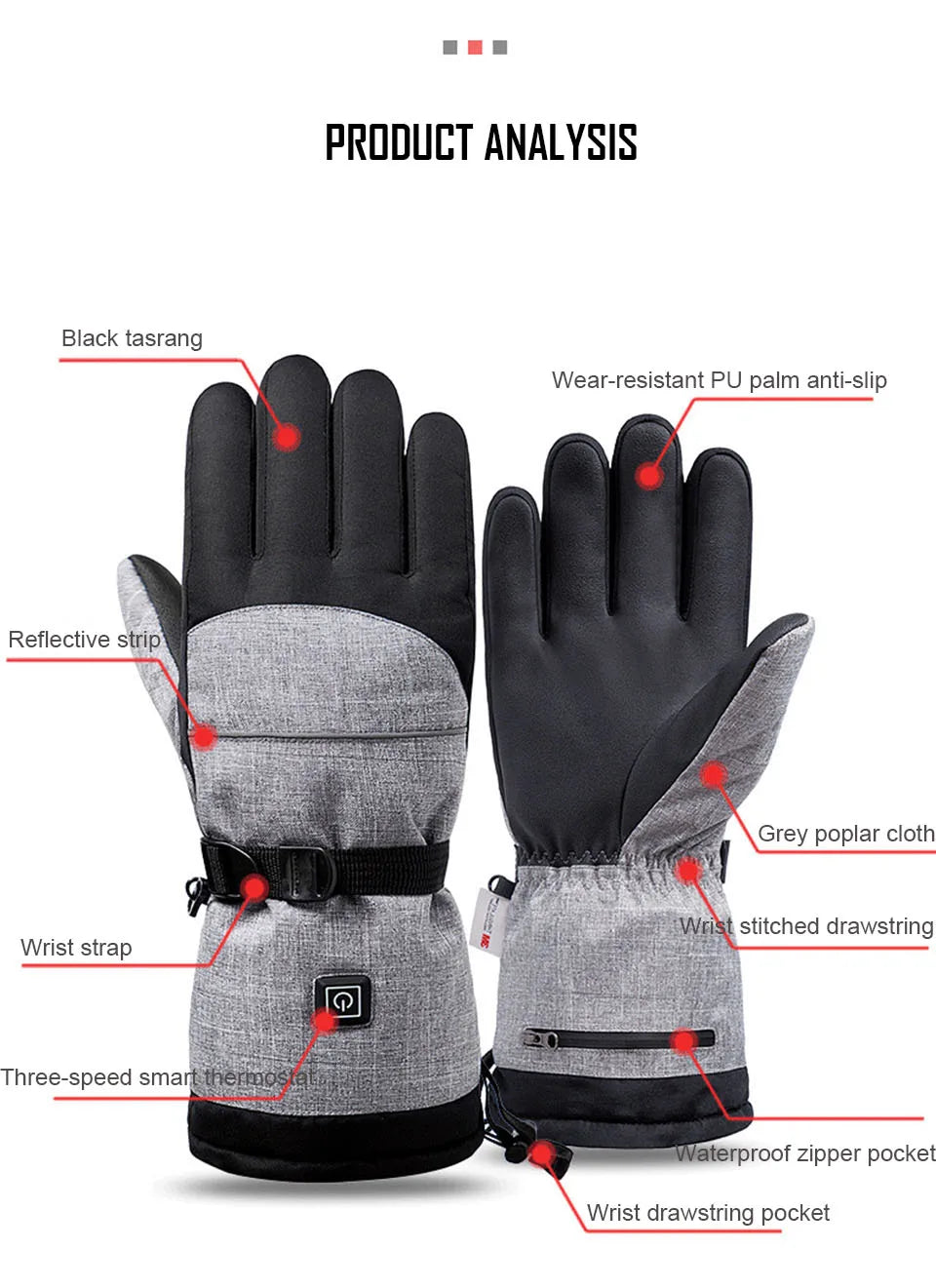 Gants d'hiver 3M Coton Chauffant Gants Electriques Thermiques Imperméables Snowboard Cyclisme Moto Ski Outdoor