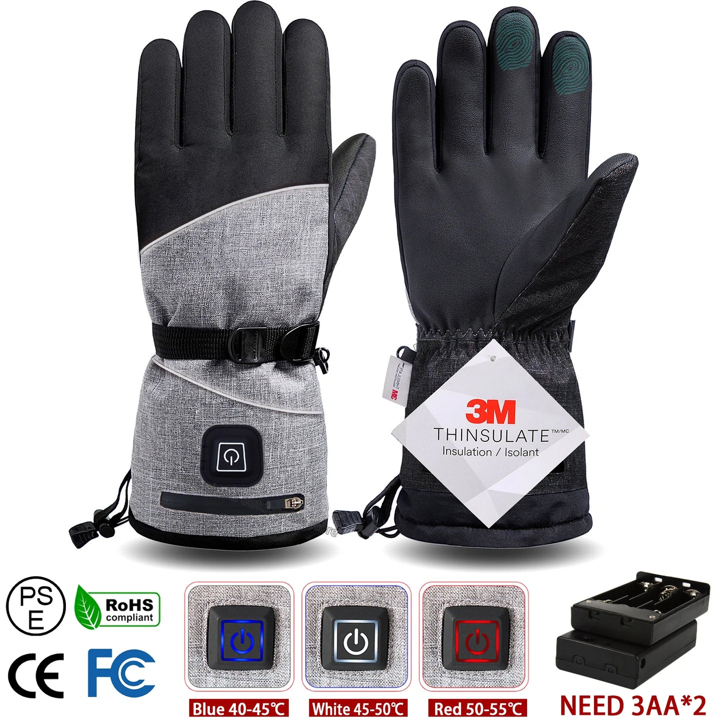 Gants d'hiver 3M Coton Chauffant Gants Electriques Thermiques Imperméables Snowboard Cyclisme Moto Ski Outdoor