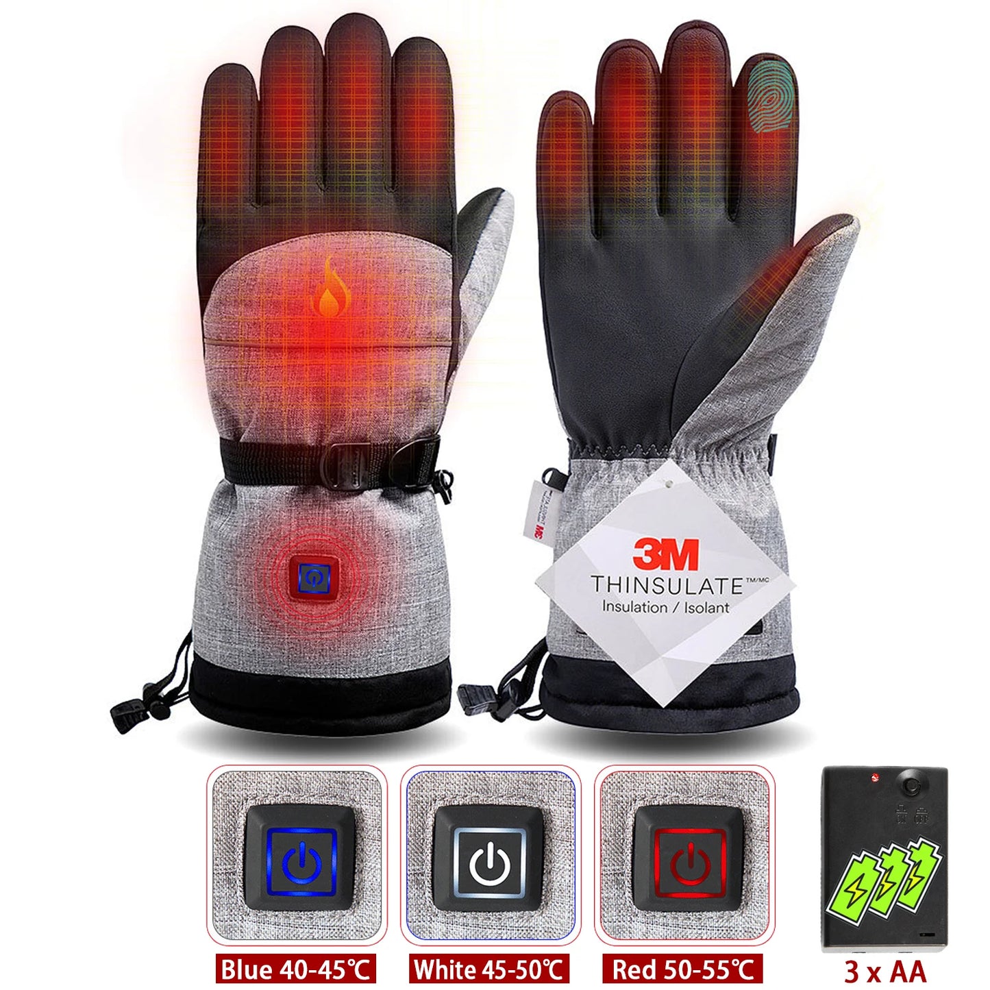 Gants d'hiver 3M Coton Chauffant Gants Electriques Thermiques Imperméables Snowboard Cyclisme Moto Ski Outdoor