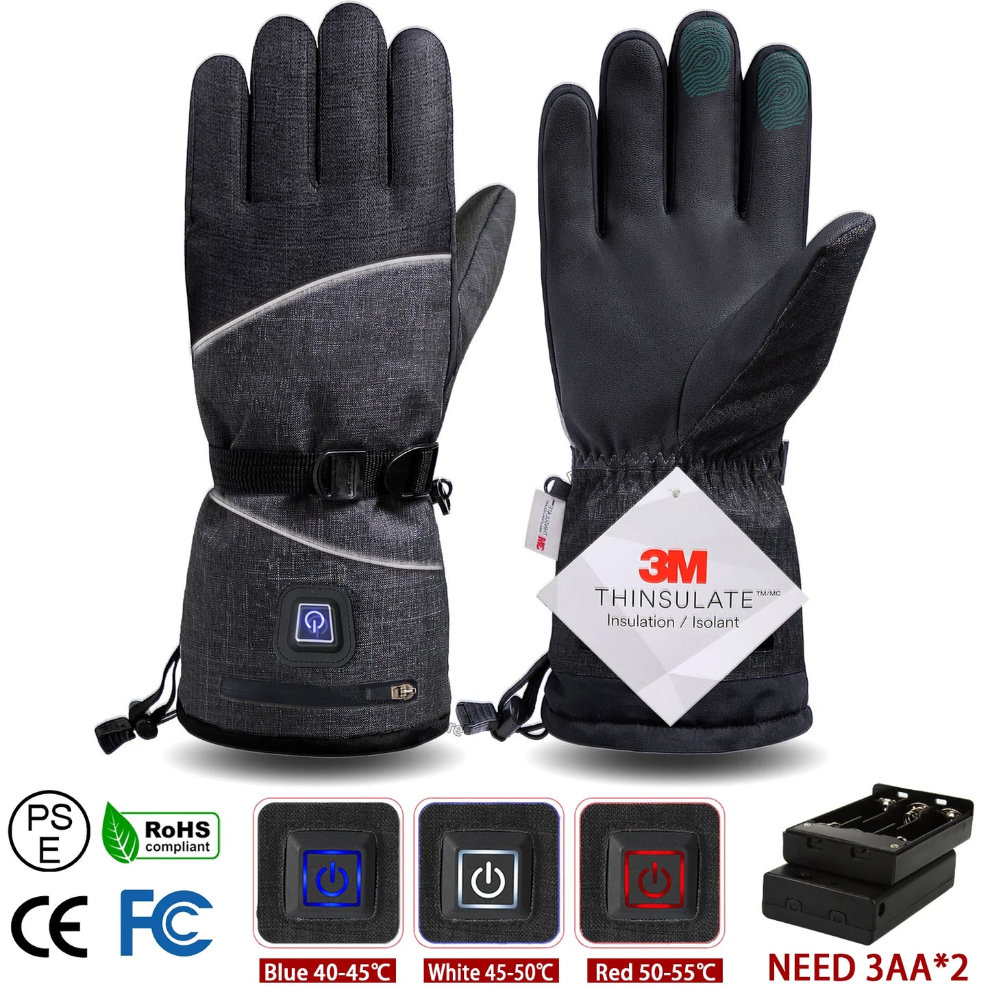 Gants d'hiver 3M Coton Chauffant Gants Electriques Thermiques Imperméables Snowboard Cyclisme Moto Ski Outdoor