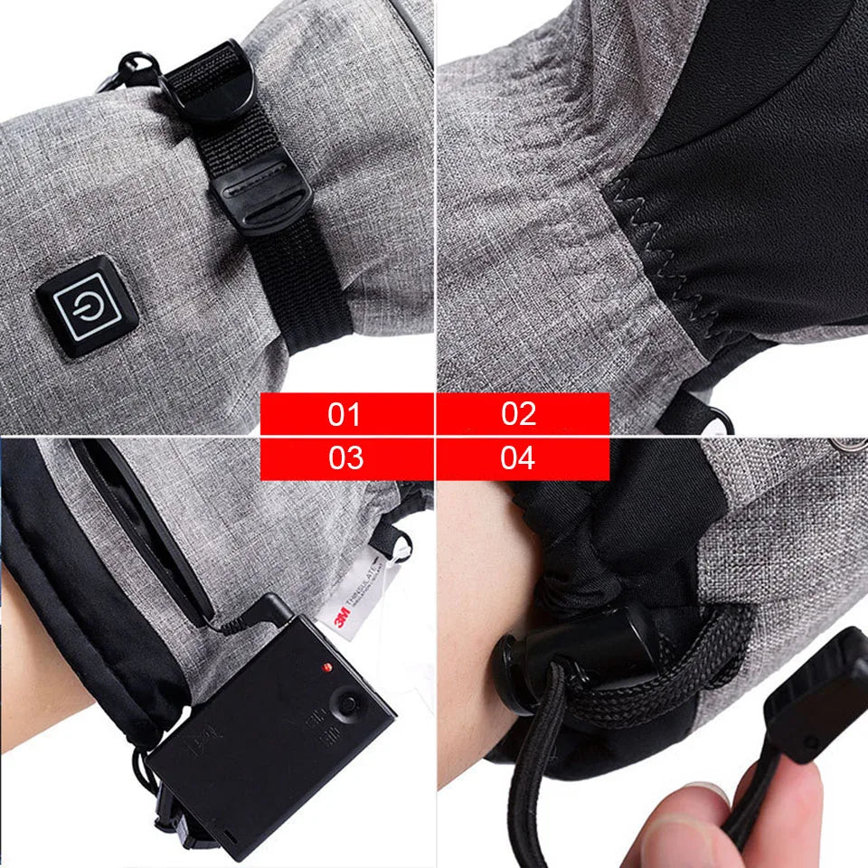 Gants d'hiver 3M Coton Chauffant Gants Electriques Thermiques Imperméables Snowboard Cyclisme Moto Ski Outdoor